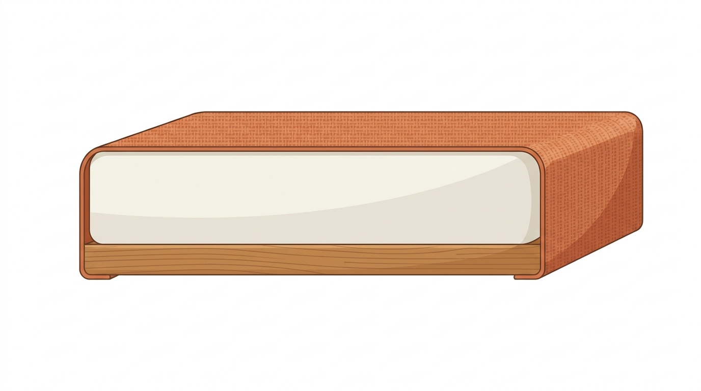 Doorsnede van een bank: houten frame, schuim en stoffering in lagen